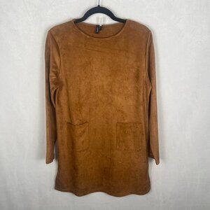 NWT Ravel Women's Tan‎ Brown Suede Long Sleeve Dress Tunic, Size Small